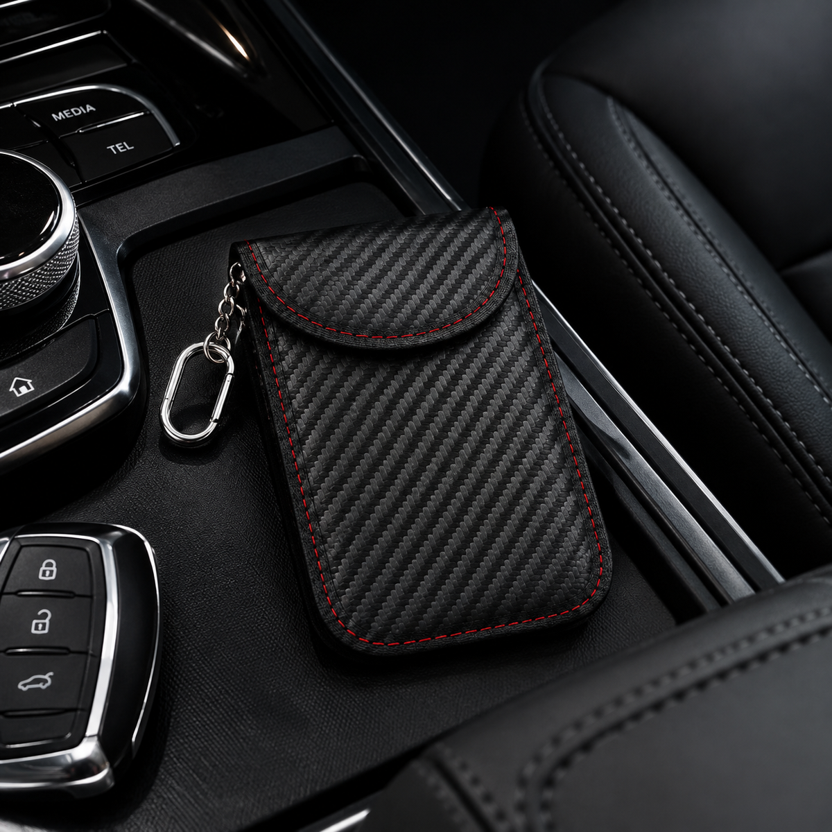 Funda Faraday incluida en el pack, dentro de un coche